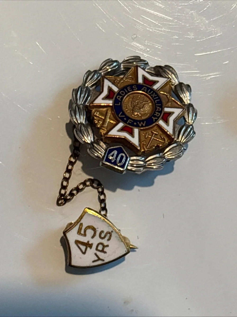 Unique VNG Auxiliary ladies V.F.W. Gold and Blue Starburst lapel pins lot of 5